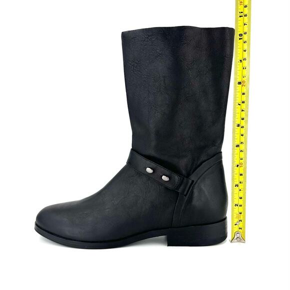 Eileen Fisher Nova Black Moto/Biker Boot Size 7.5 Soft Leather Mid-Calf Low Heel - Picture 8 of 13